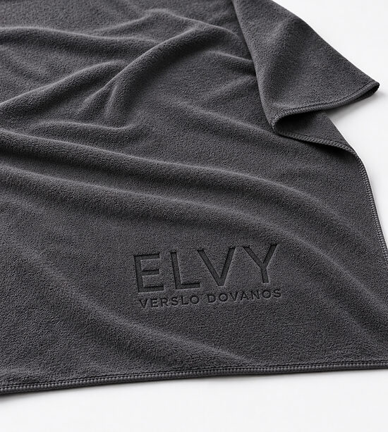 Rankšluostis su graviruotu logotipu – verslo dovana